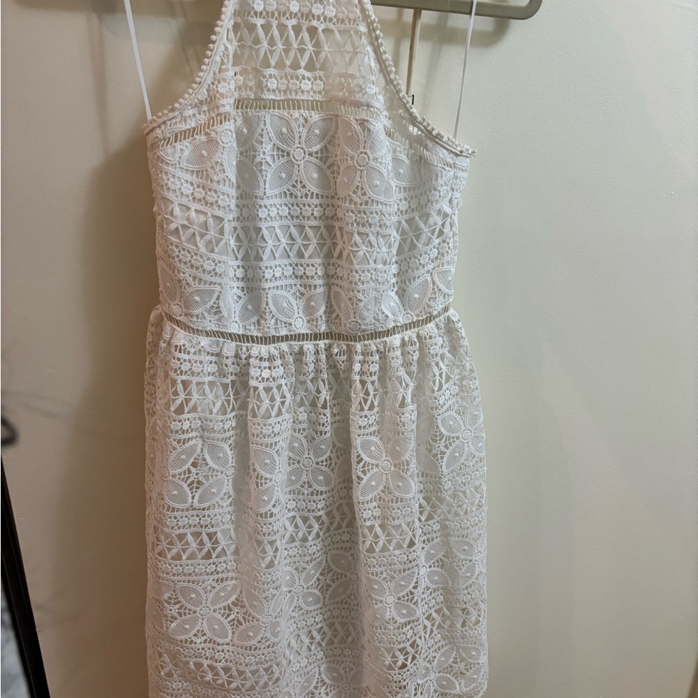 Trina Turk Cream Lace Backless Dress